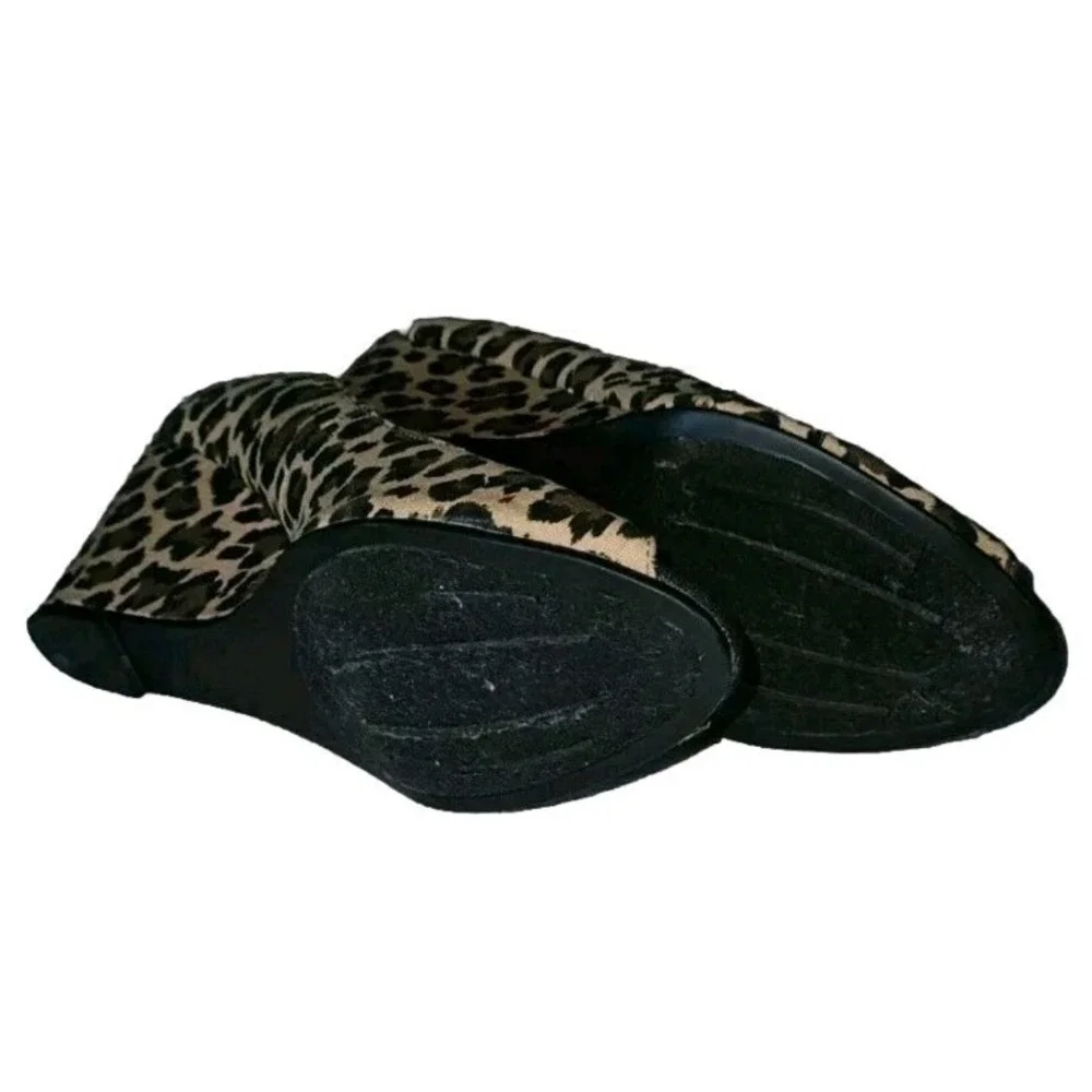 Candies Tarraa Leopard Wedge Heel Slip-on Shoe Peep Toe Women's Size 6.5 M‎